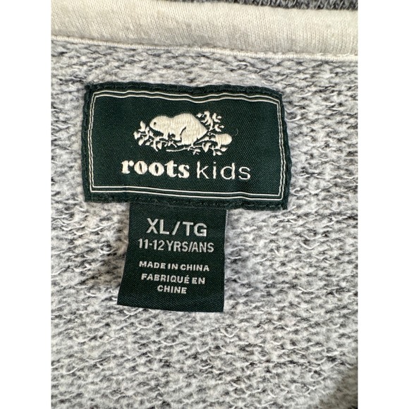 ROOTS Kids Unisex Salt & Pepper Full Zip Hoodie Beaver Logo XL 11–12 Years - Picture 2 of 8